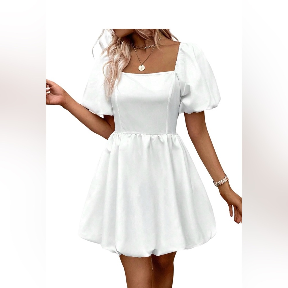 White baby doll style dress